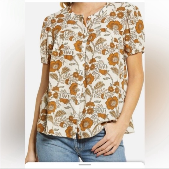 Faherty soft floral tee EUC - Picture 2 of 10